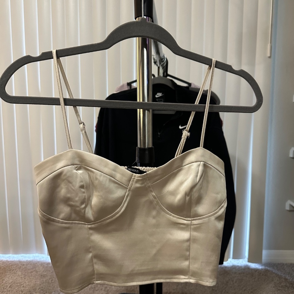 Gold Satin Crop F21 Shirt